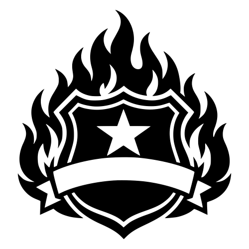 Firefighter Badge with Flames Silhouette - Vector Graphics - Digital File Digital My Custom Designs PDF