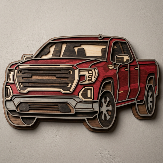 Layered Line Design - Truck Late 2018 - Framed Wall Art - Digital File