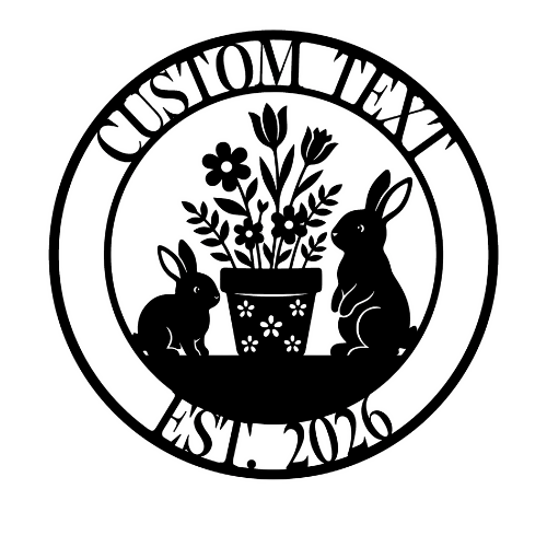 Rabbit Flower Pot 2 - Wall Home Decor - Digital File Digital My Custom Designs ZIP File