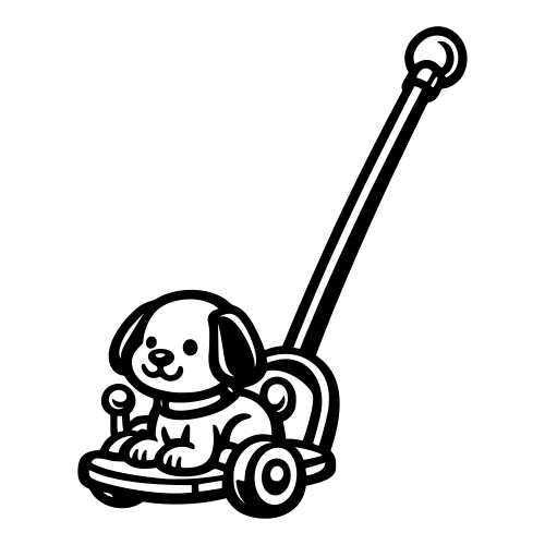 Cartoon Dog Push Toy Illustration - Vector Graphics - Digital File