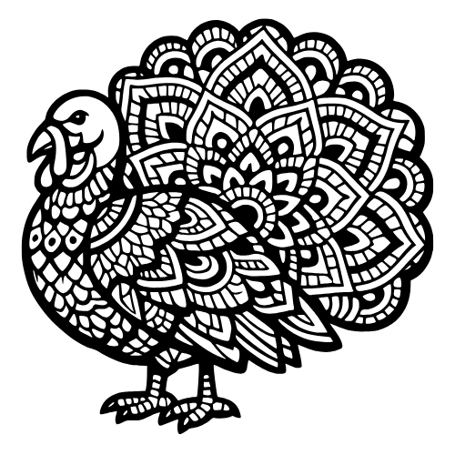 Turkey Mandala Sketch - Vector Graphics - Digital File Digital My Custom Designs PDF