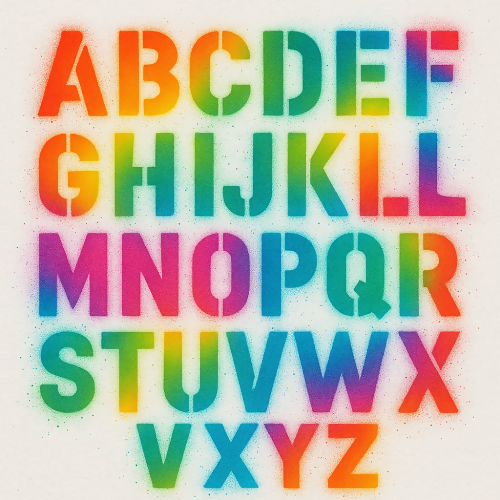 Industrial and Urban - Spray Paint Stencil Alphabet In Vivid Gradients - Pattern - Digital File Digital My Custom Designs PDF