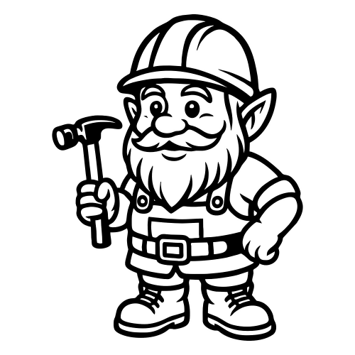 Cartoon Construction Gnome - Vector Graphics - Digital File Digital My Custom Designs PDF