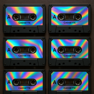 Vintage and Retro - Retro Cassette Tapes With Holographic Reflections - Pattern - Digital File